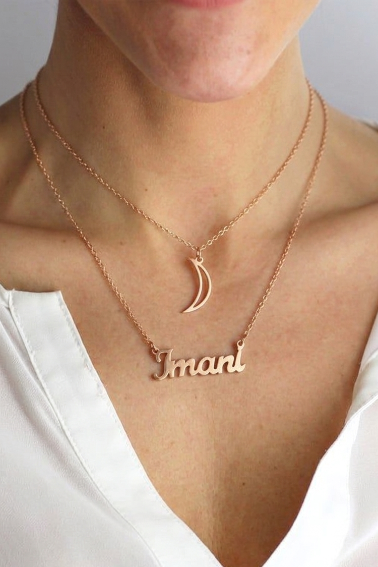 Personalized Layer Moon Necklace