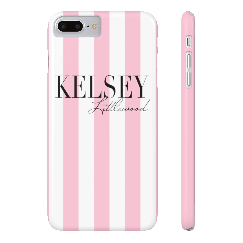 Personalized Pink Stripes Slim Phone Case