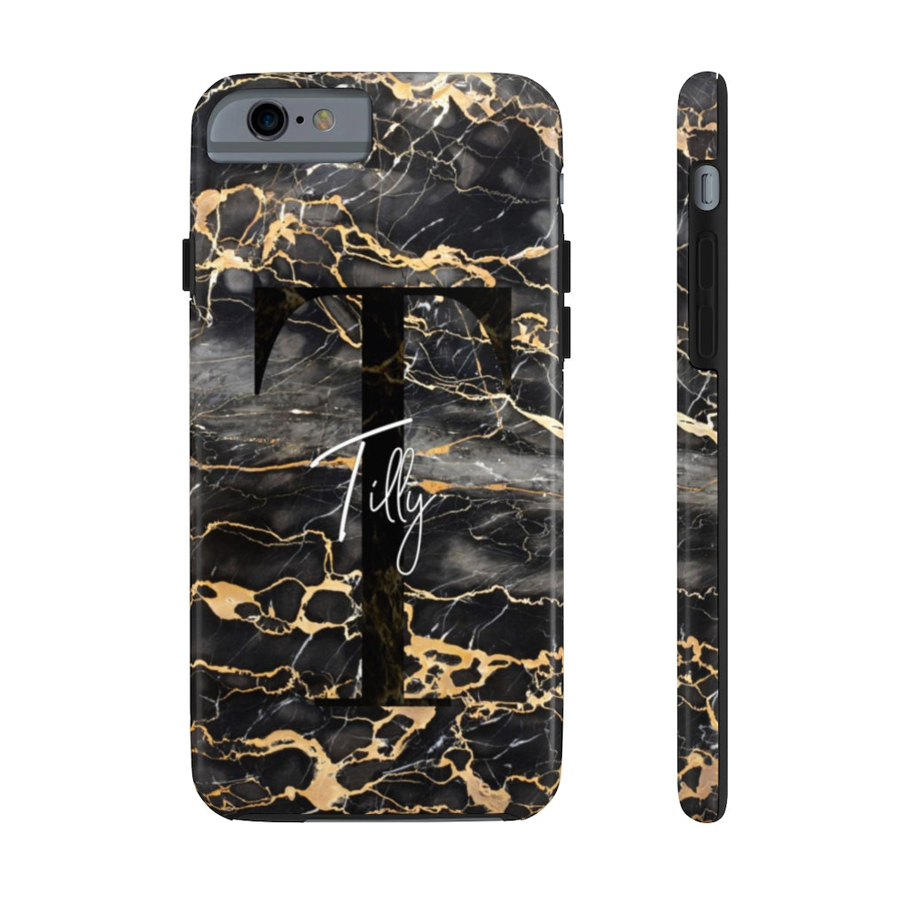 Personalized Black With Rose Gold Cracks Phone Case