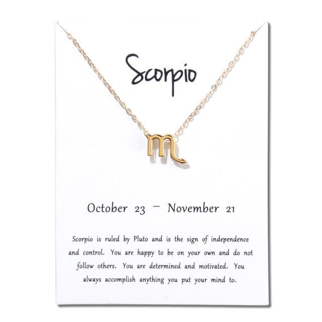 12 Constellation Zodiac Pendant Necklacewith Card - Limitless Jewellery