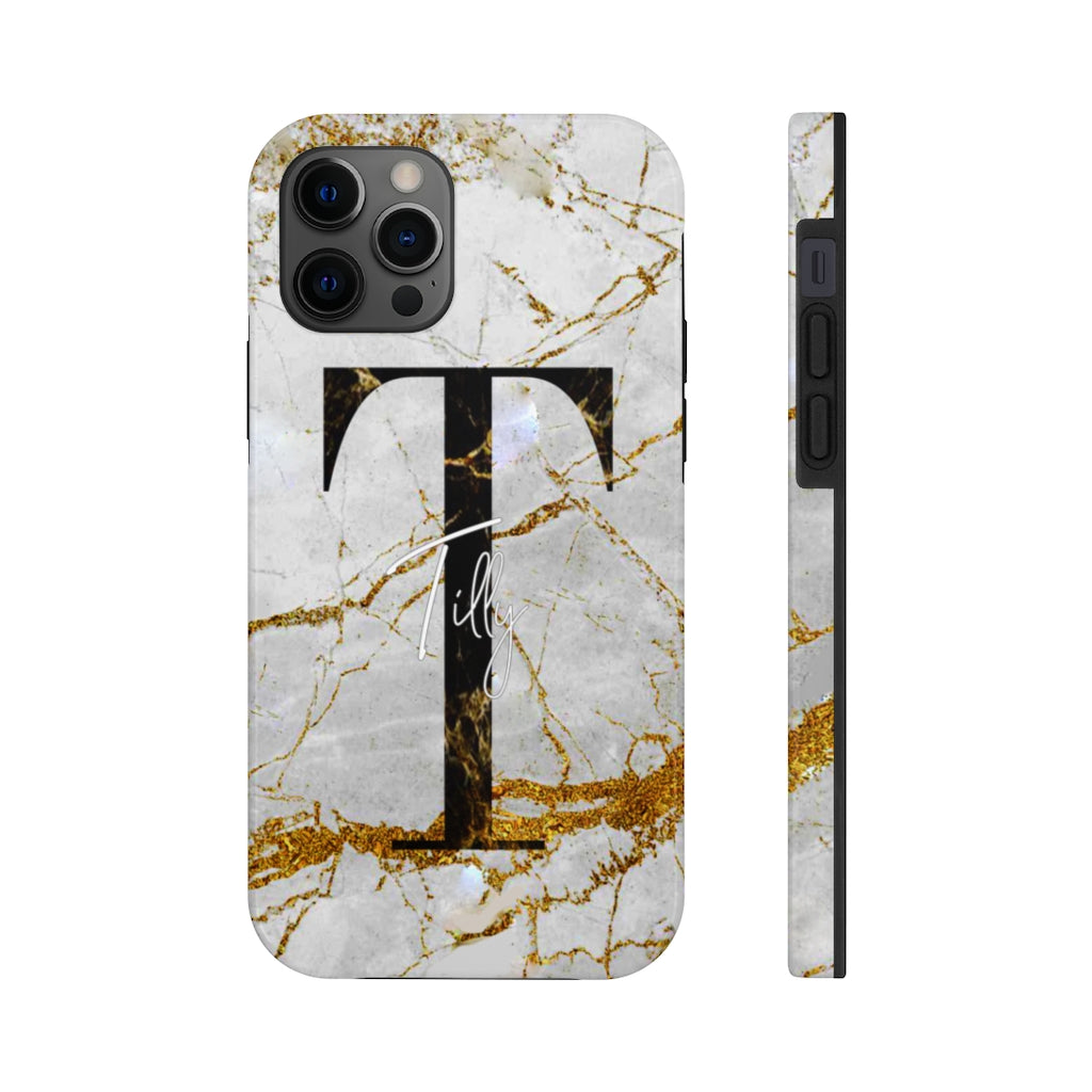 Marble With Rose Gold Cracks Initial And Name