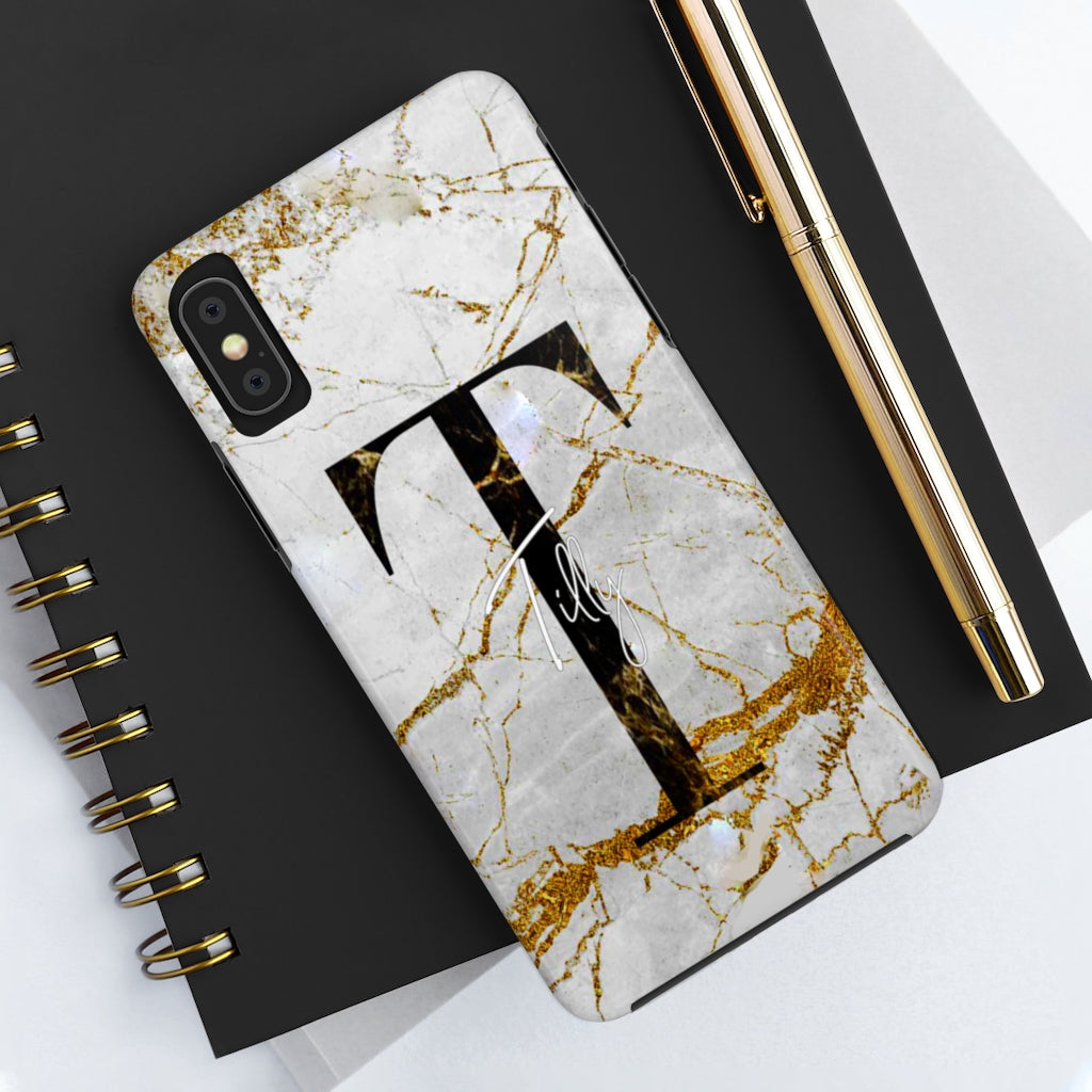 Marble With Rose Gold Cracks Initial And Name