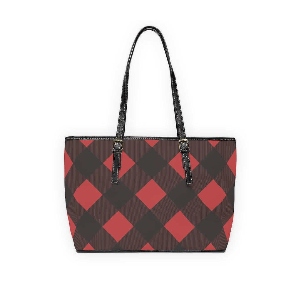 Chekered Red and Black Leather Shoulder Bag