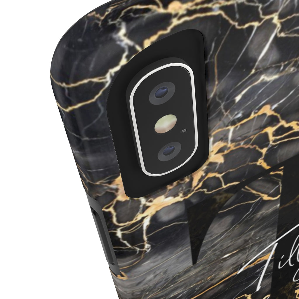 Personalized Black With Rose Gold Cracks Phone Case