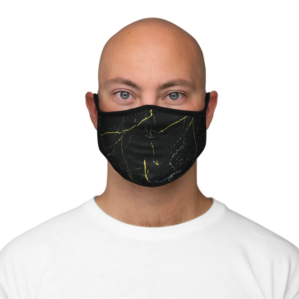 Black Marble Fitted Polyester Face Mask