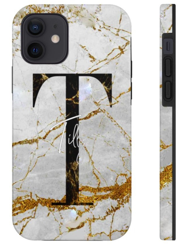 Marble With Rose Gold Cracks Initial And Name