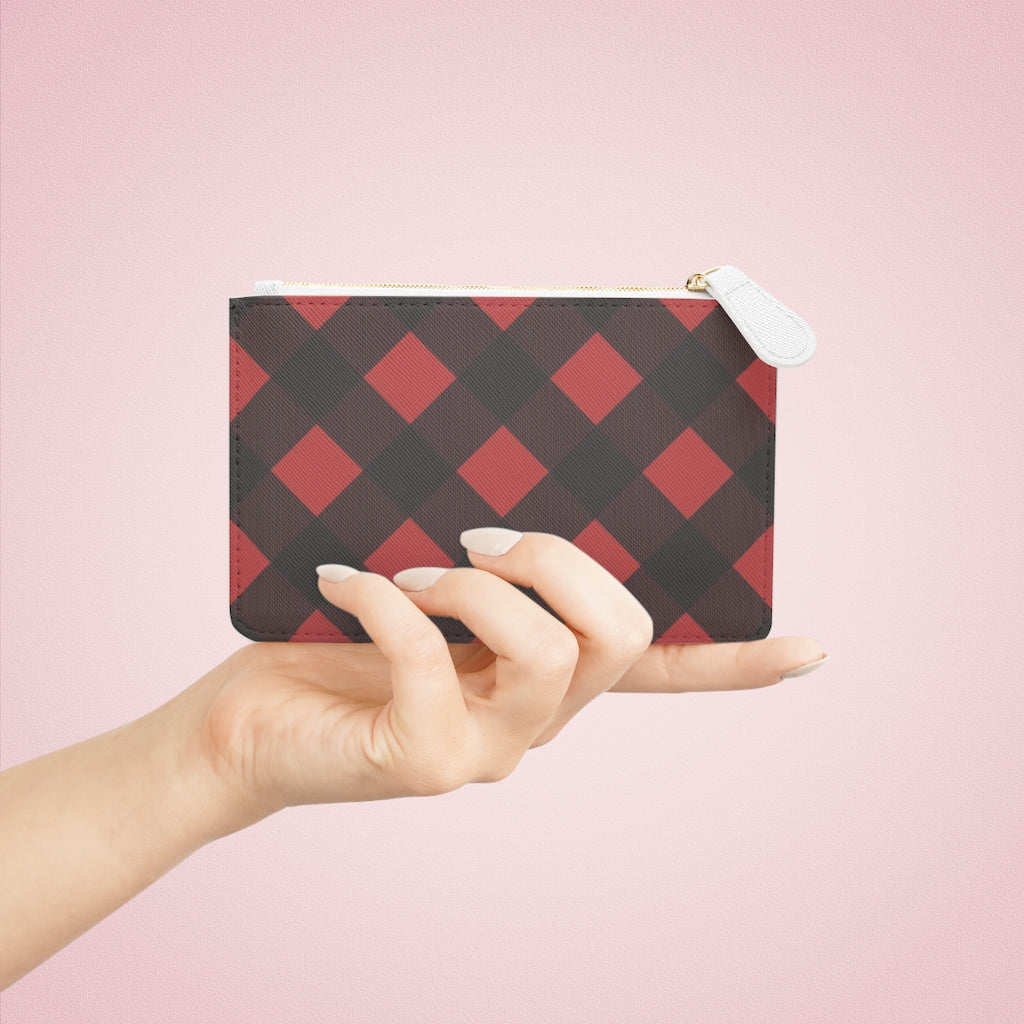 Red and Black Checkered Mini Clutch Bag