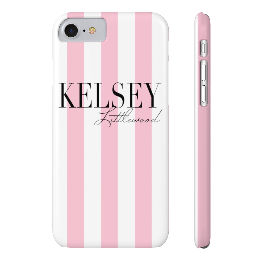 Personalized Pink Stripes Slim Phone Case