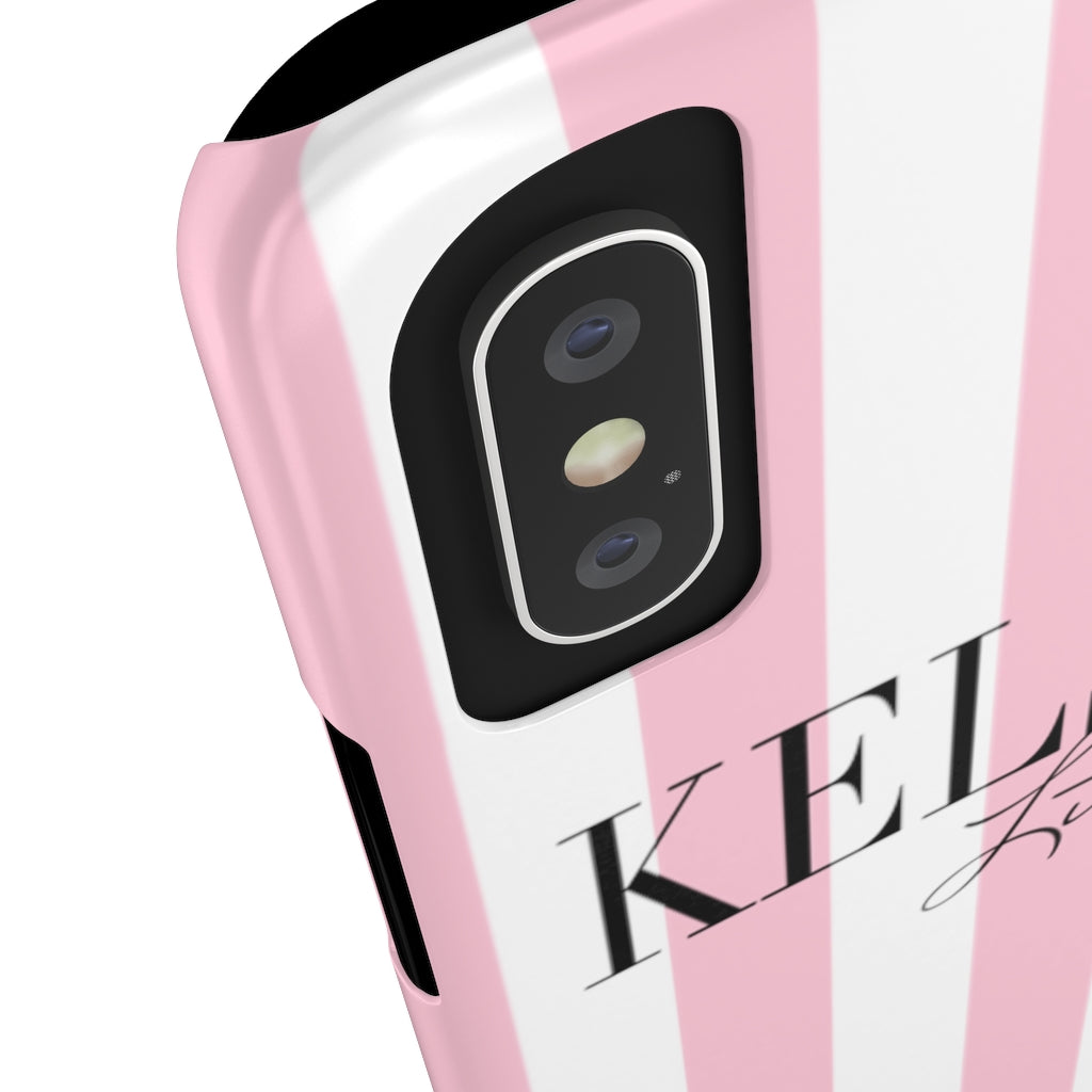 Personalized Pink Stripes Slim Phone Case