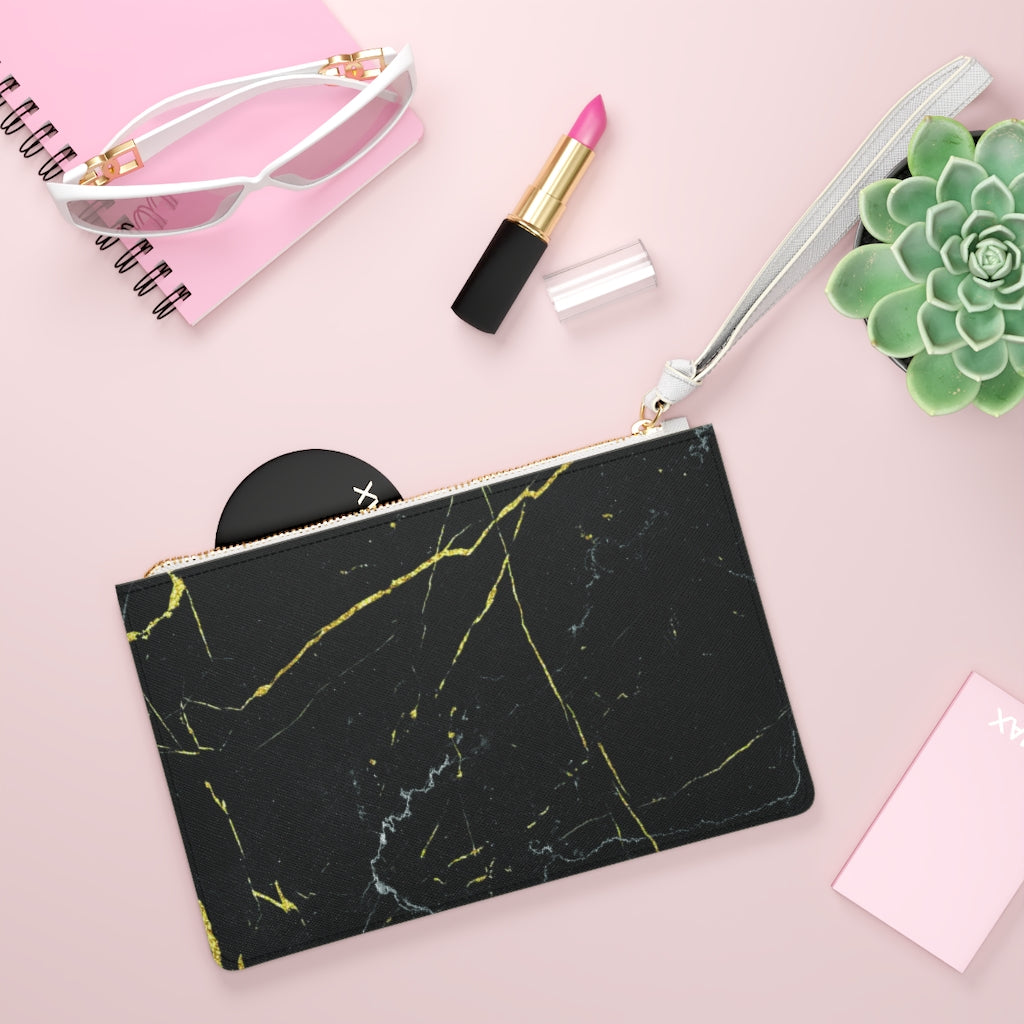 Black Marble Clutch Bag