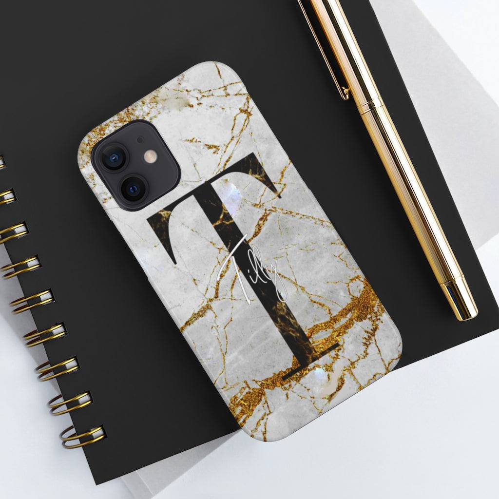 Marble With Rose Gold Cracks Initial And Name