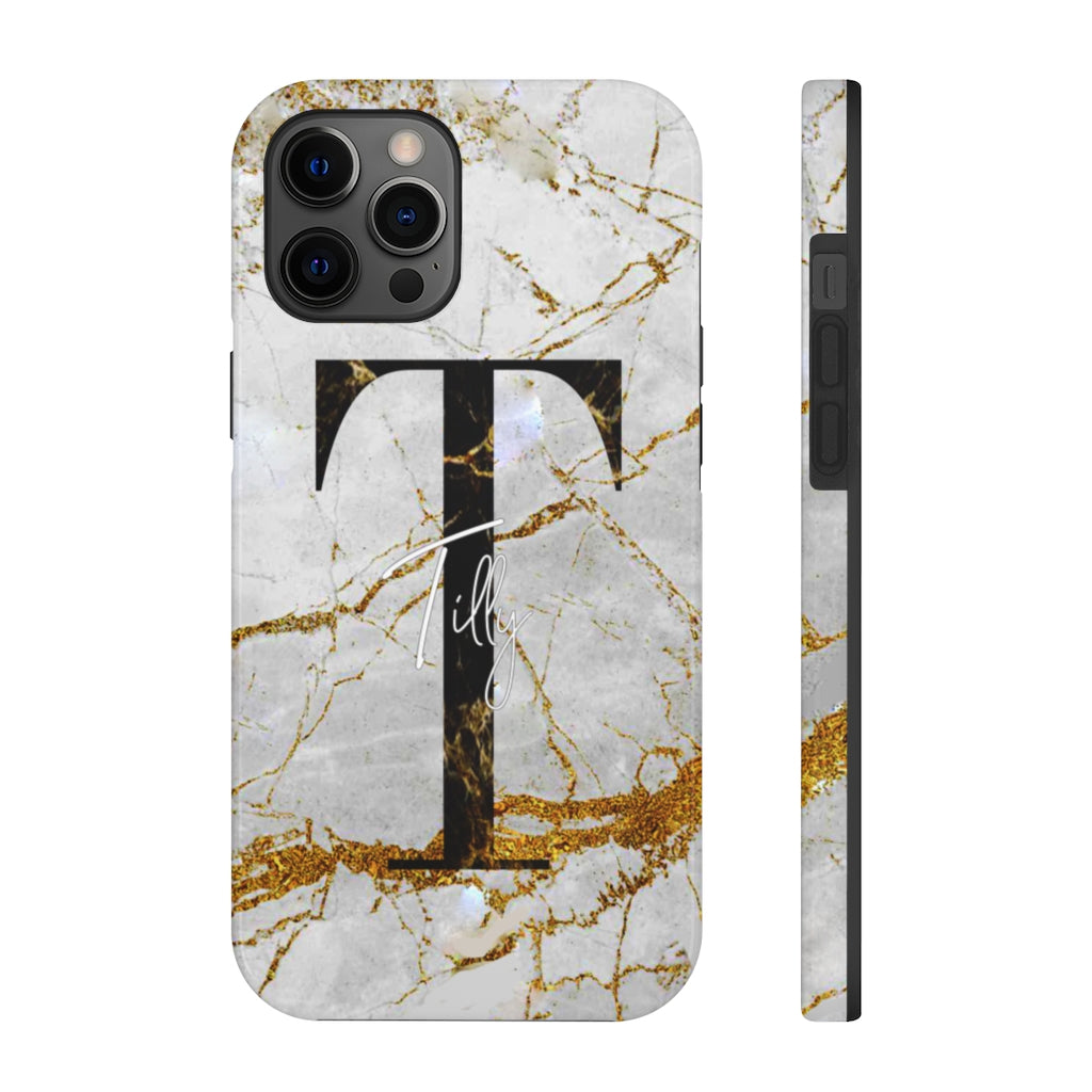 Marble With Rose Gold Cracks Initial And Name