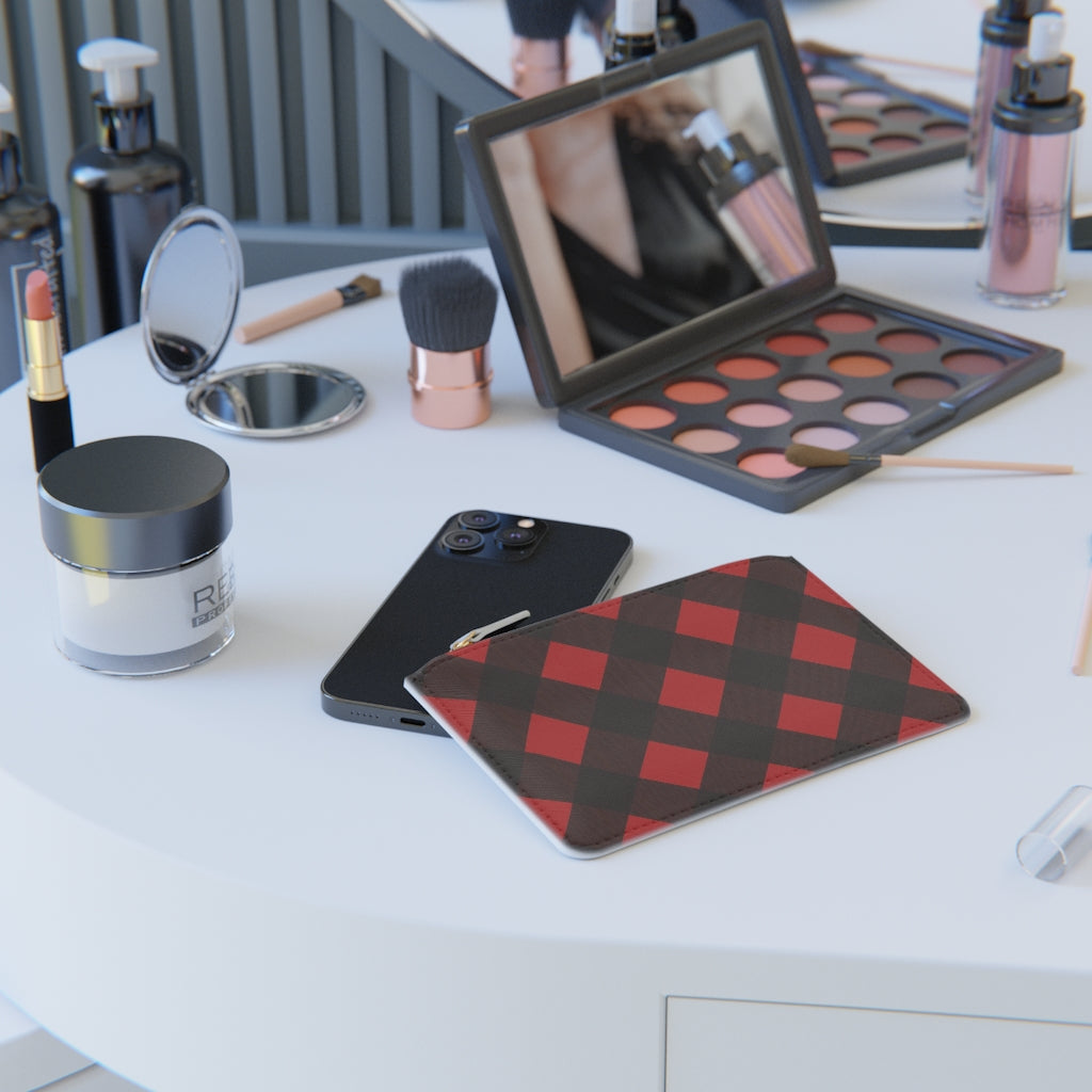 Red and Black Checkered Mini Clutch Bag