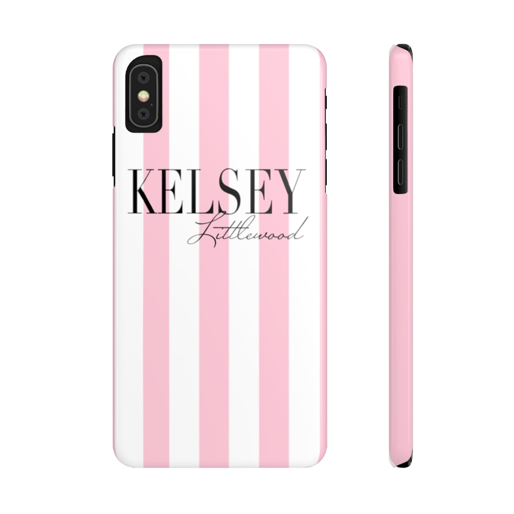 Personalized Pink Stripes Slim Phone Case