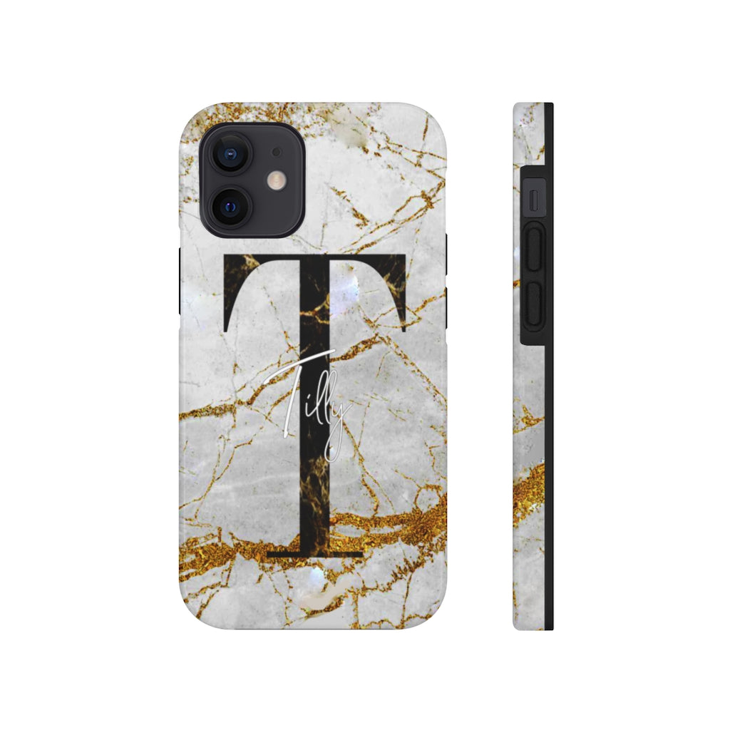 Marble With Rose Gold Cracks Initial And Name