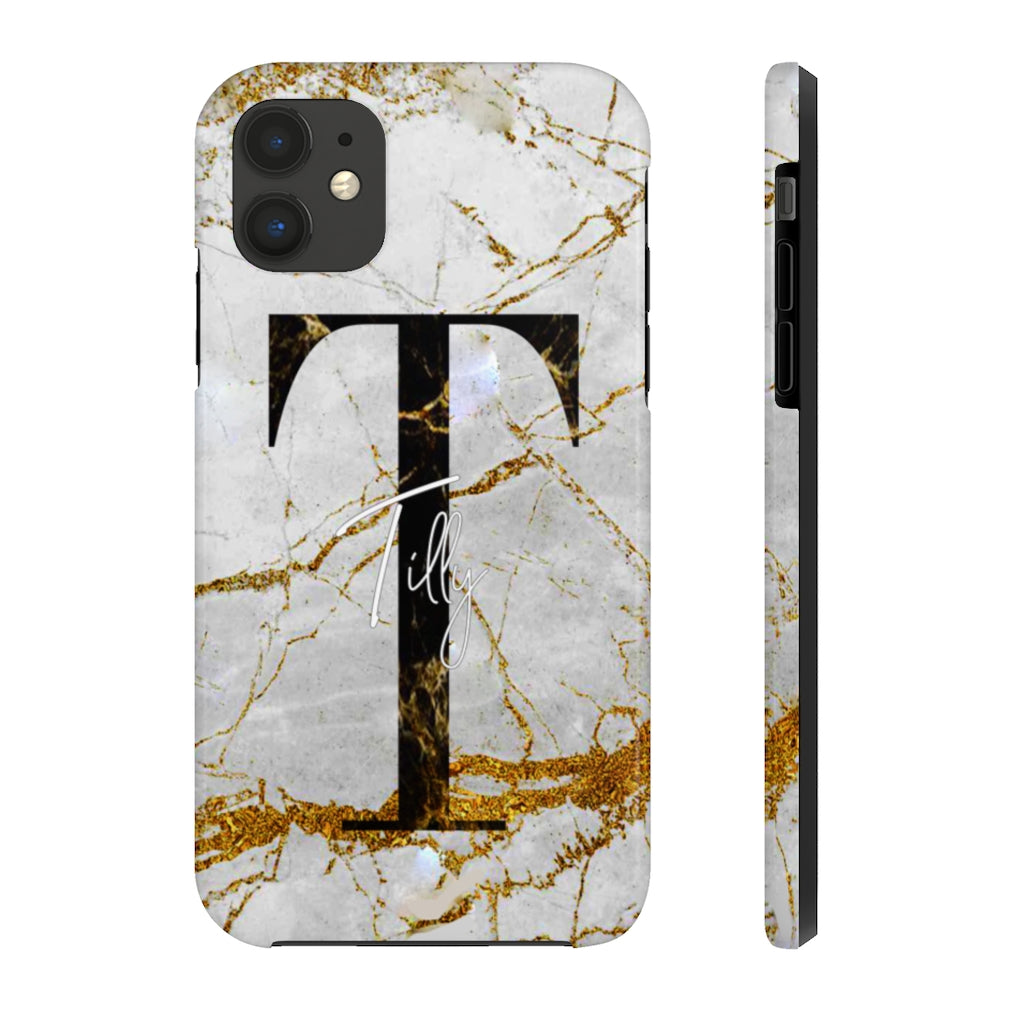 Marble With Rose Gold Cracks Initial And Name