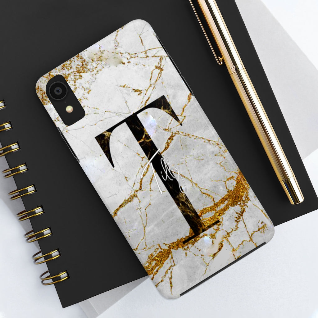 Marble With Rose Gold Cracks Initial And Name