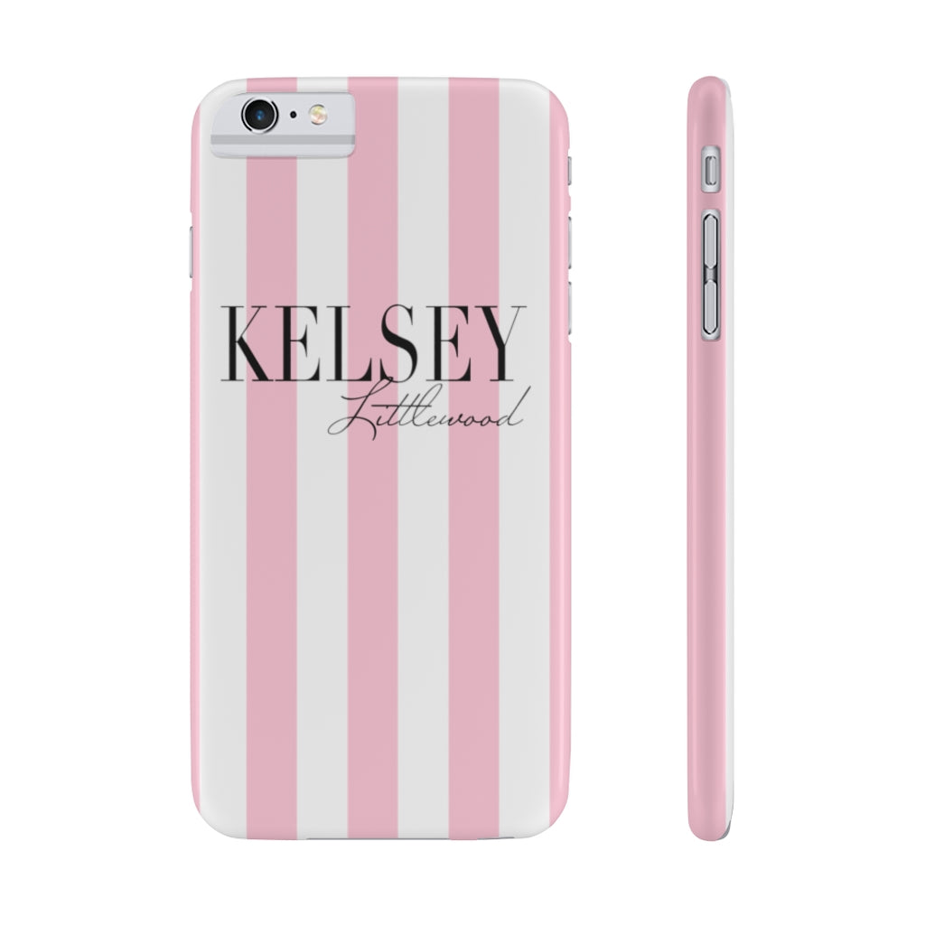 Personalized Pink Stripes Slim Phone Case