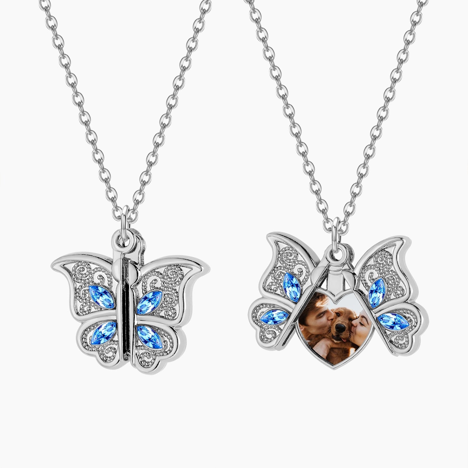 Custom Butterfly Photo Necklace