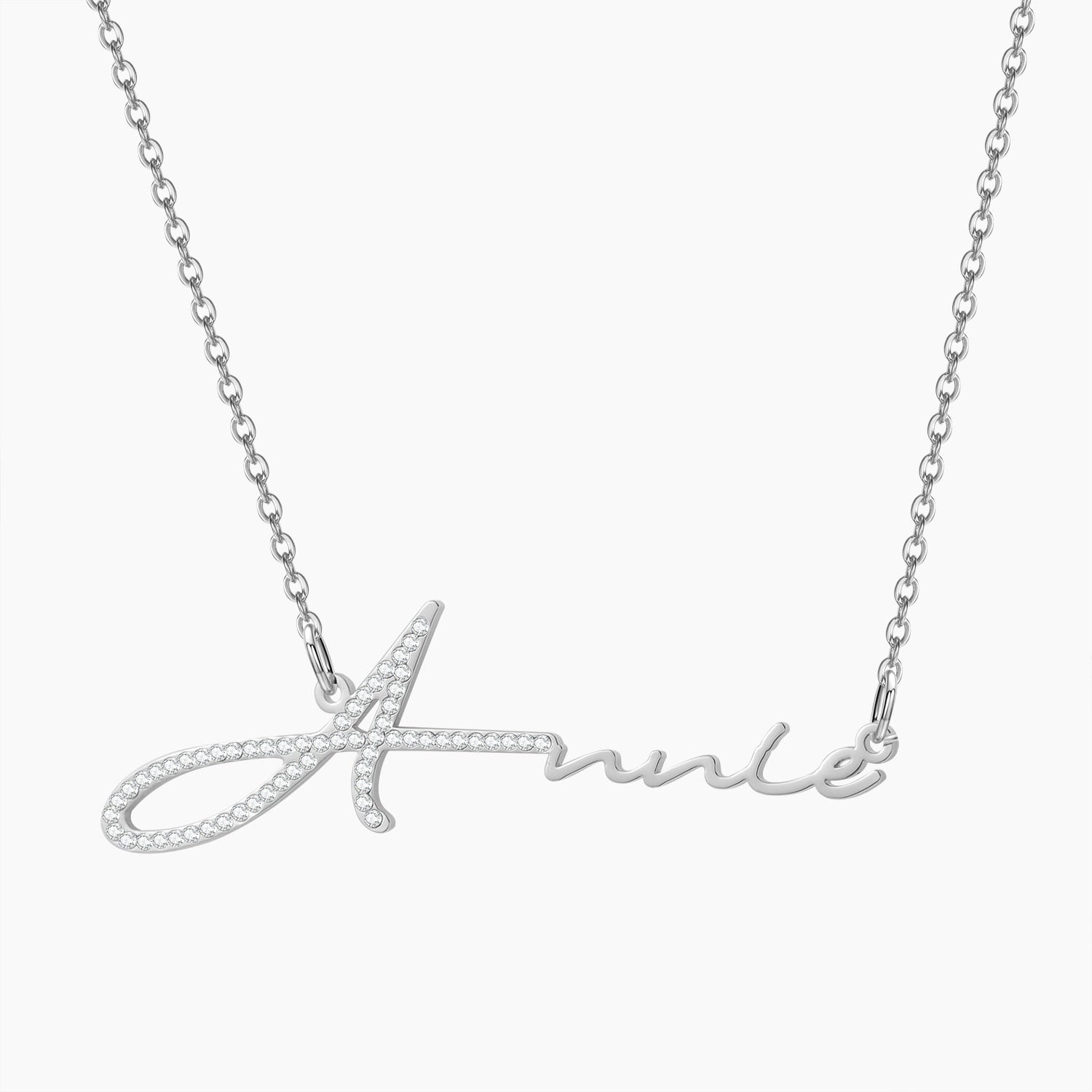 Personalized First Letter Iced Signature Necklace