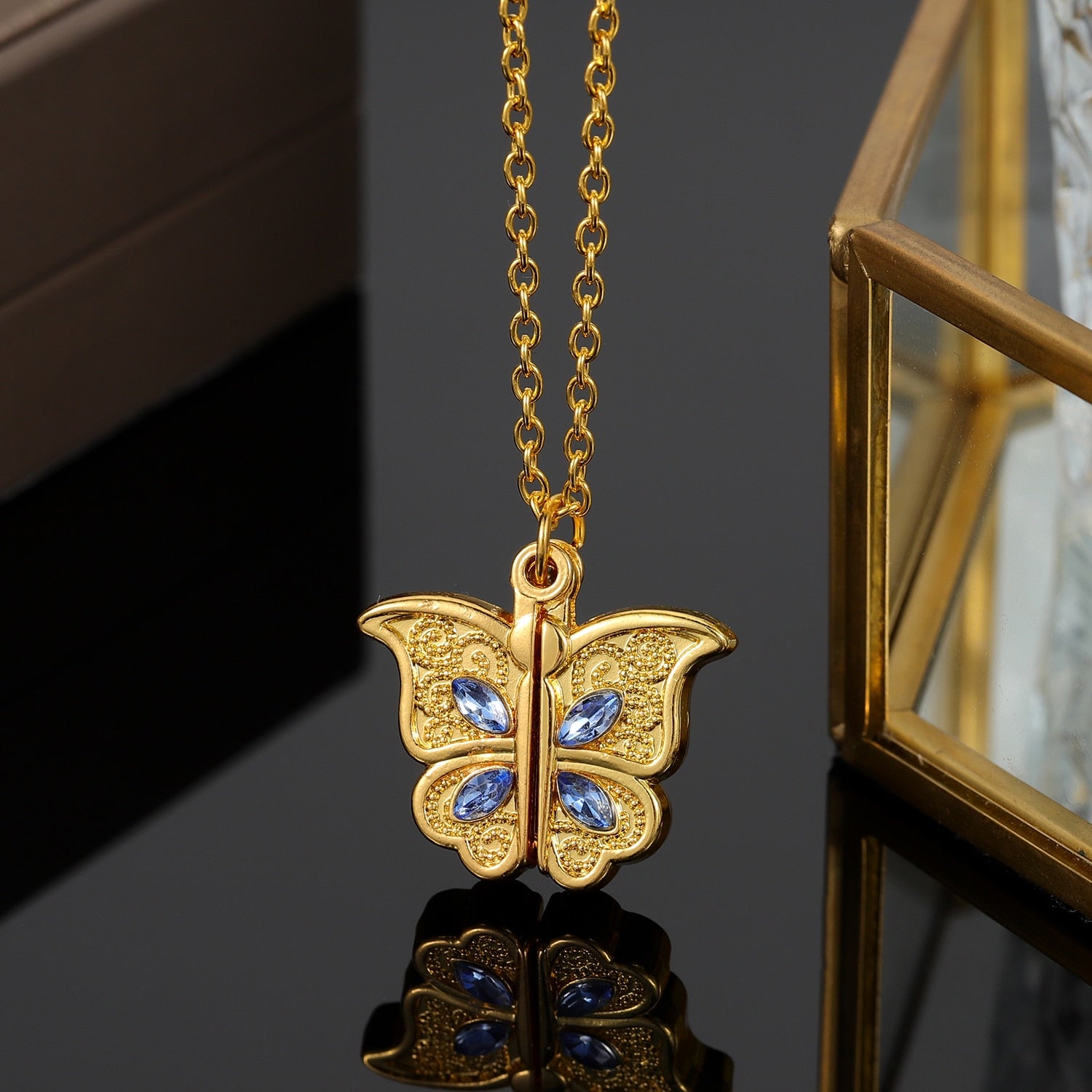 Custom Butterfly Photo Necklace