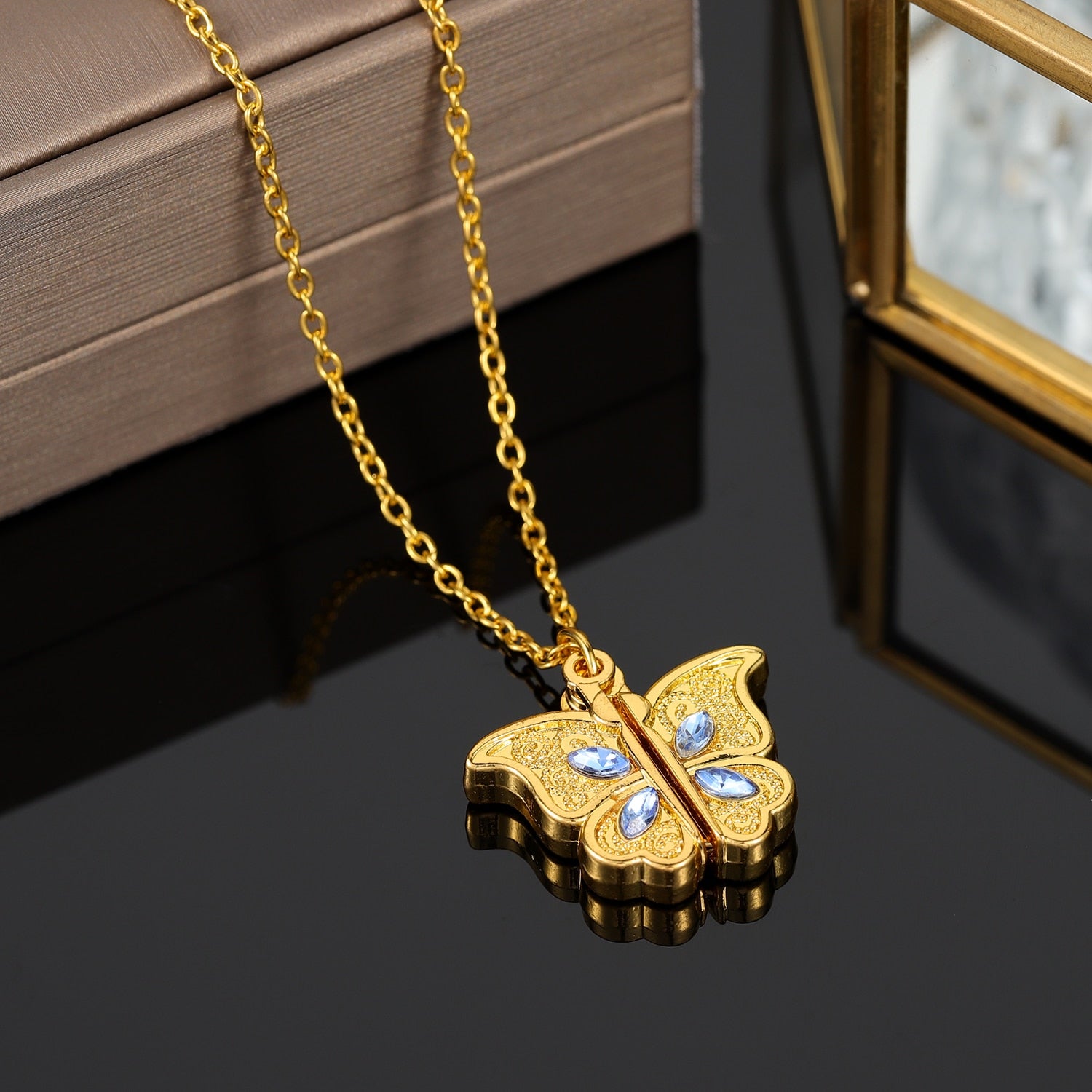 Custom Butterfly Photo Necklace