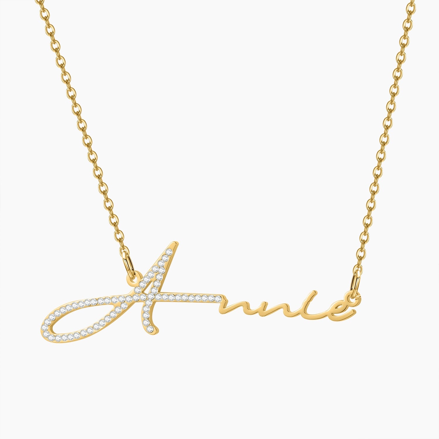 Personalized First Letter Iced Signature Necklace