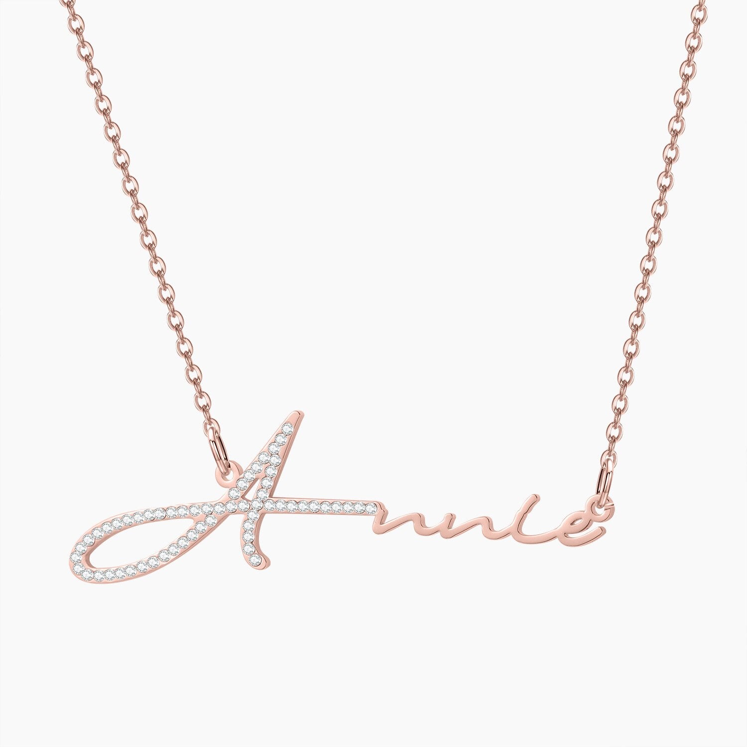 Personalized First Letter Iced Signature Necklace