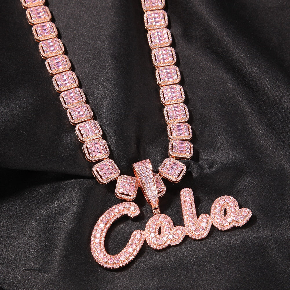 Personalized Ice Baguette Necklace