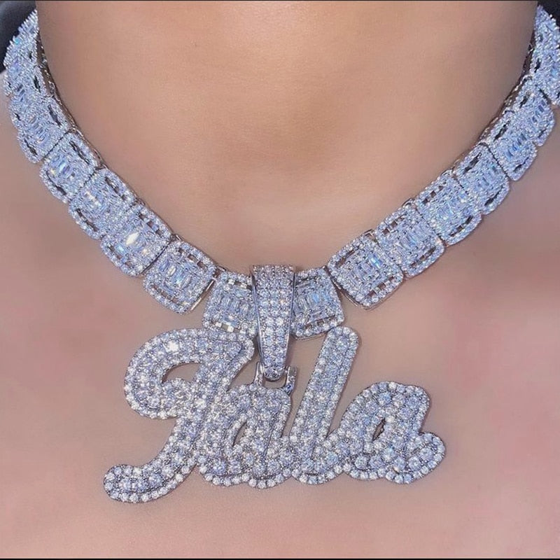 Personalized Ice Baguette Necklace