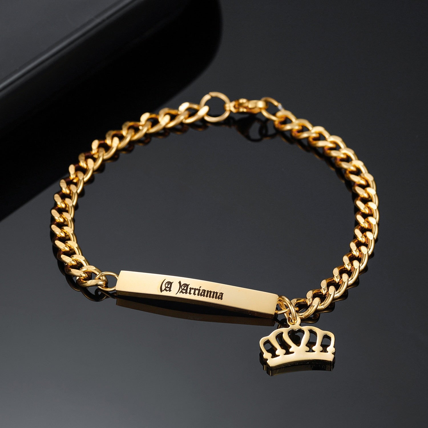 Personalized Baby Name Bar Crown Bracelet