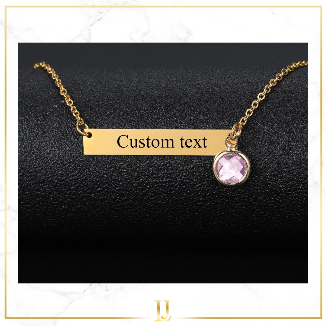 Personalized Birthstone Bar Necklace - Limitless Jewellery