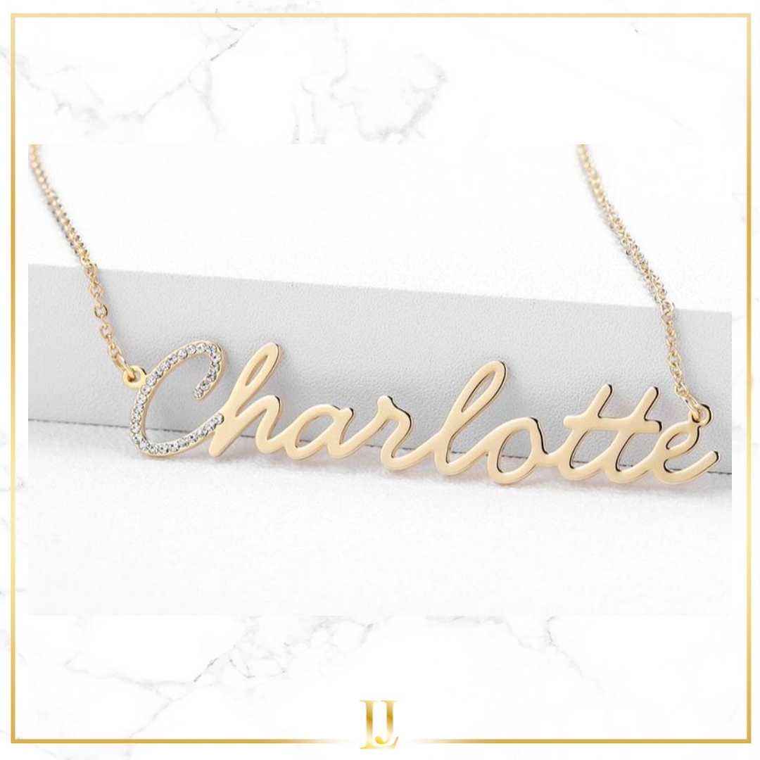 Personalized First Letter Cursive Iced Necklace