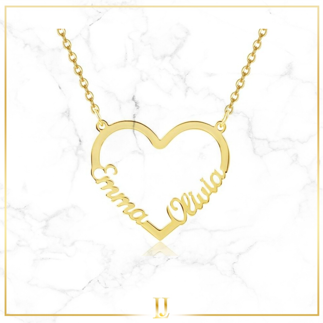 Personalized Double Name Heart Necklace - Limitless Jewellery