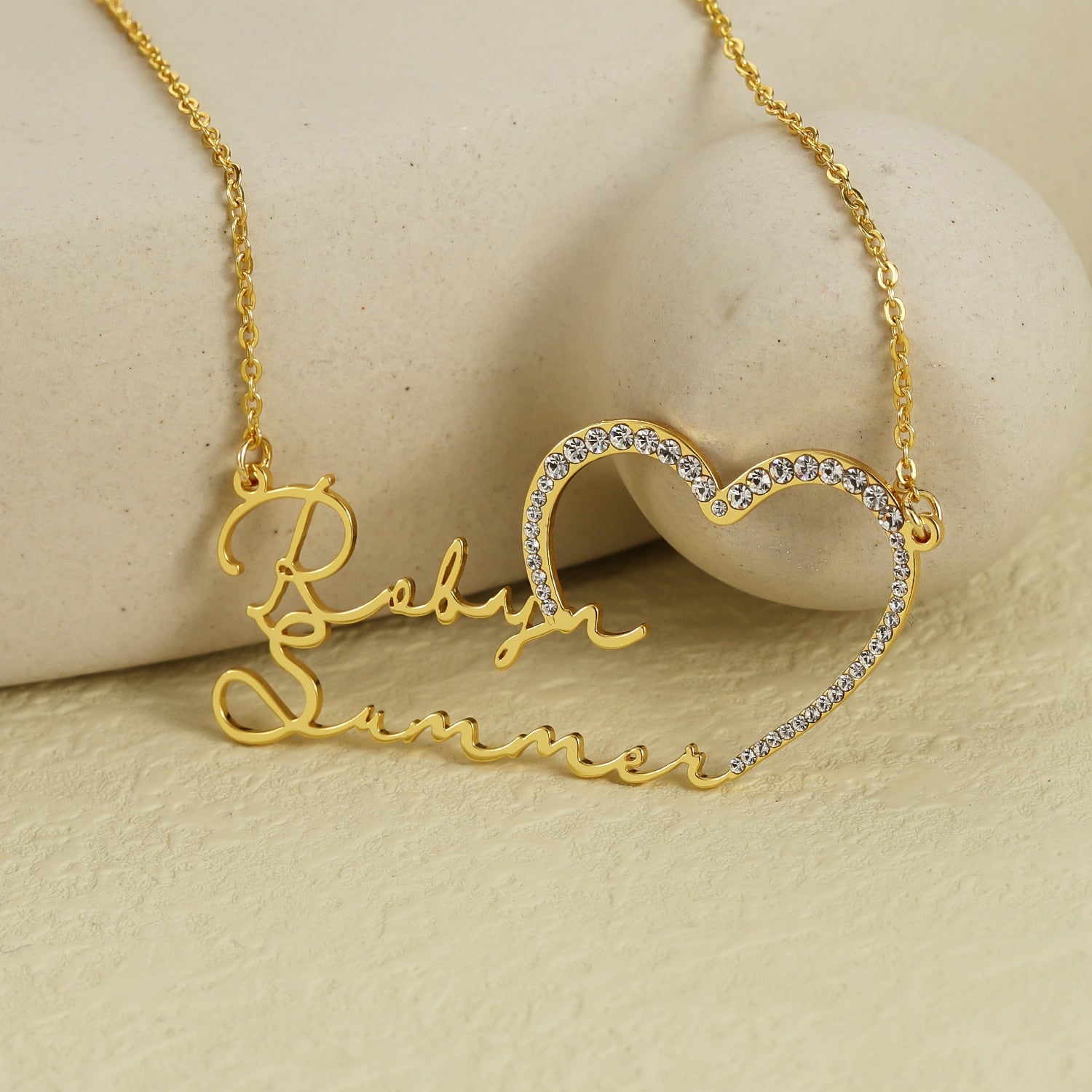 Personalized Double Name Iced Heart Necklace