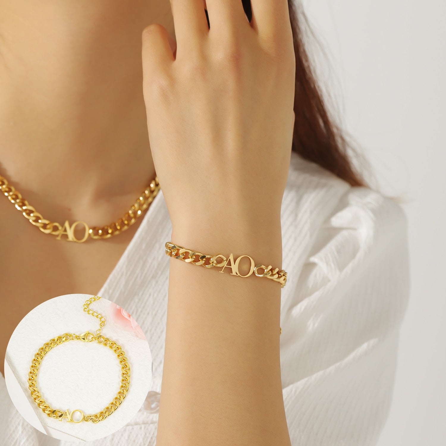 Double Letter Cuban Bracelet