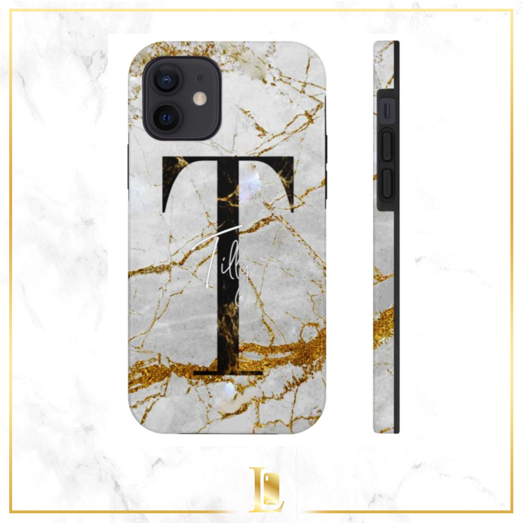 Marble With Rose Gold Cracks Initial And Name