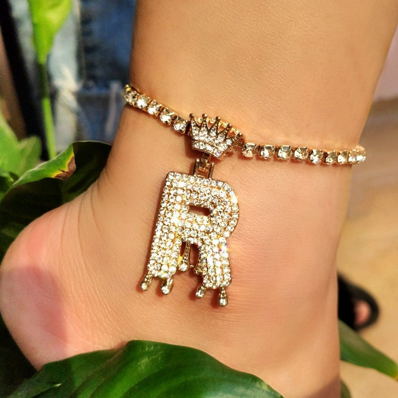 Initial Crown Anklet Bracelet