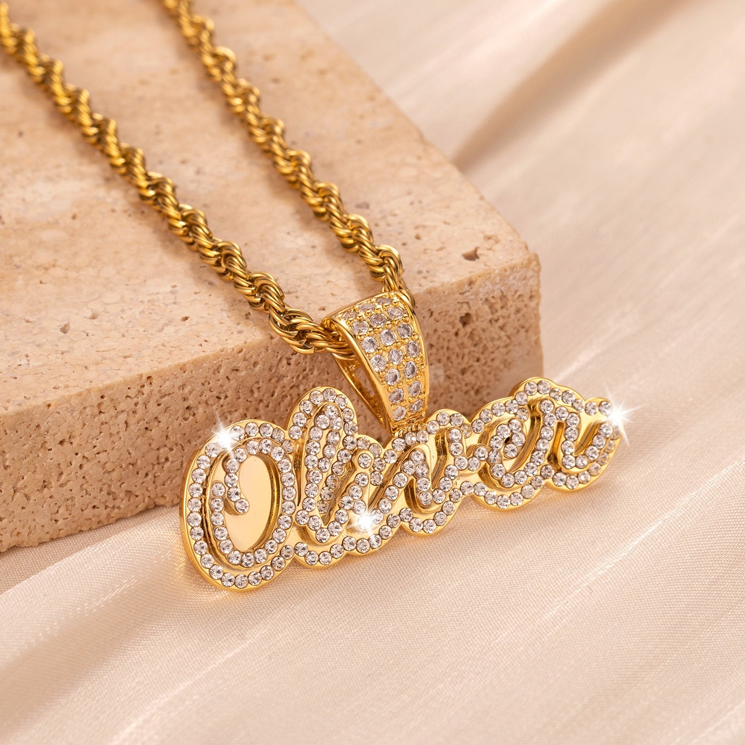 Personalized Iced Cursive Necklace