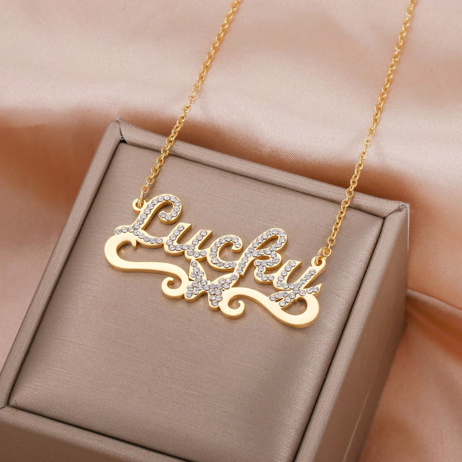 Personalized Iced Crown Butterfly Necklace