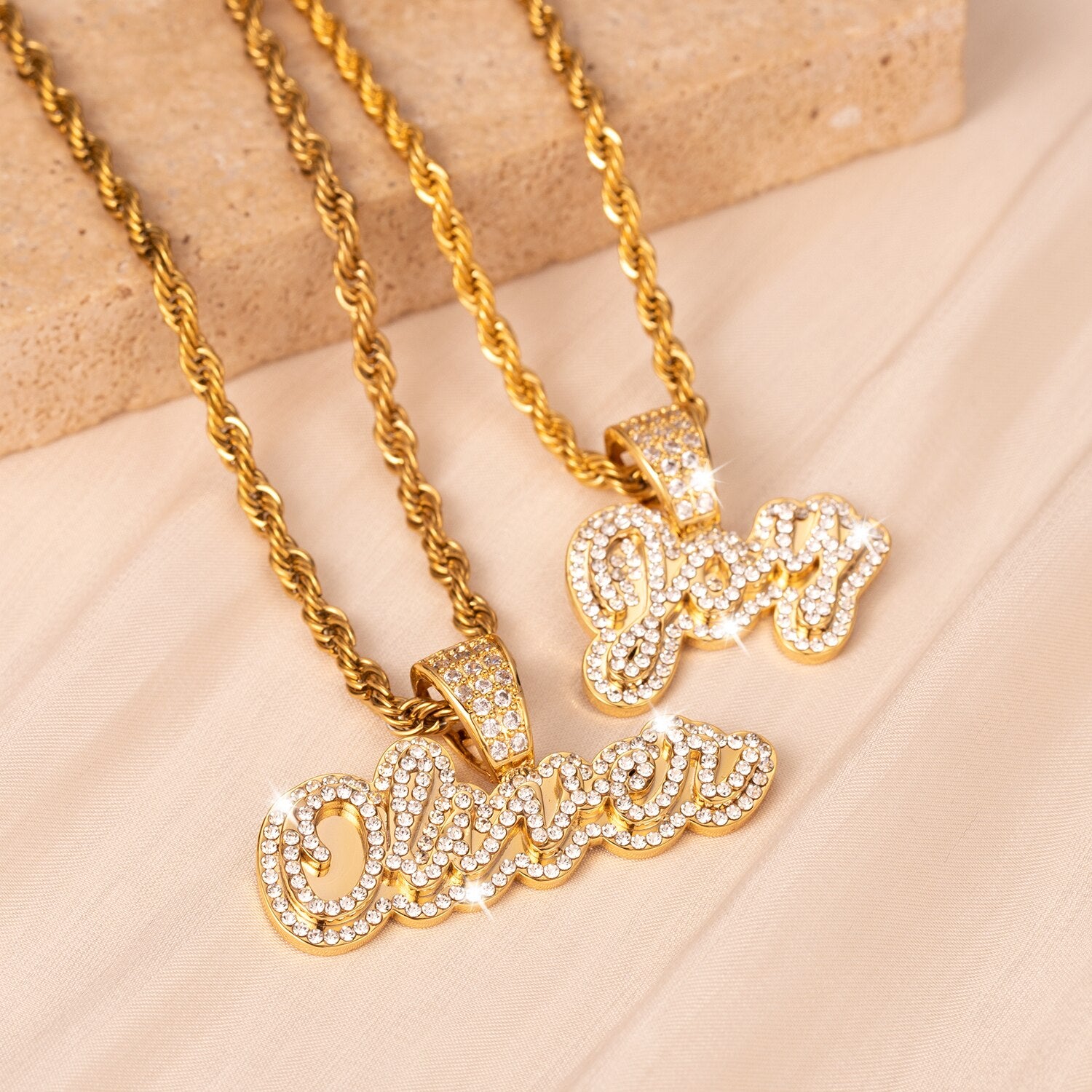Personalized Iced Cursive Necklace