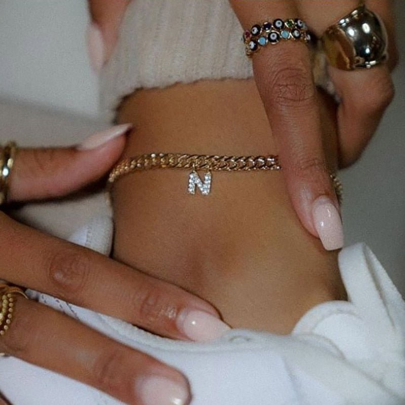 A-Z Initial Letter Anklet Bracelet - Limitless Jewellery