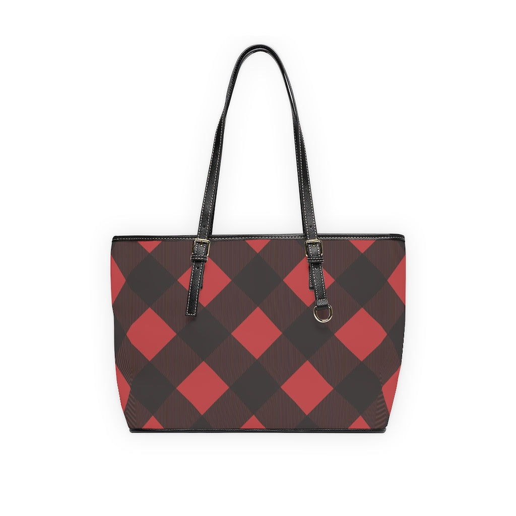 Chekered Red and Black Leather Shoulder Bag