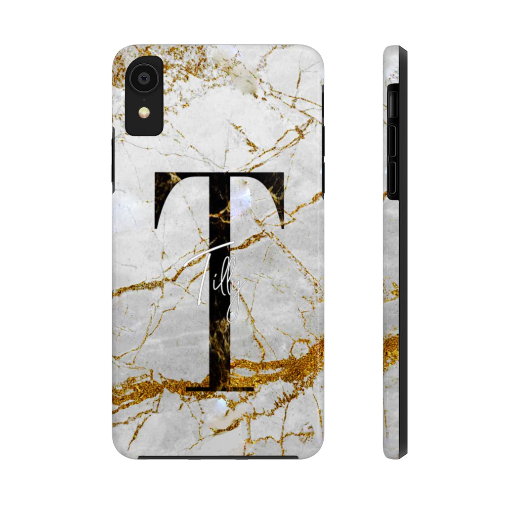 Marble With Rose Gold Cracks Initial And Name