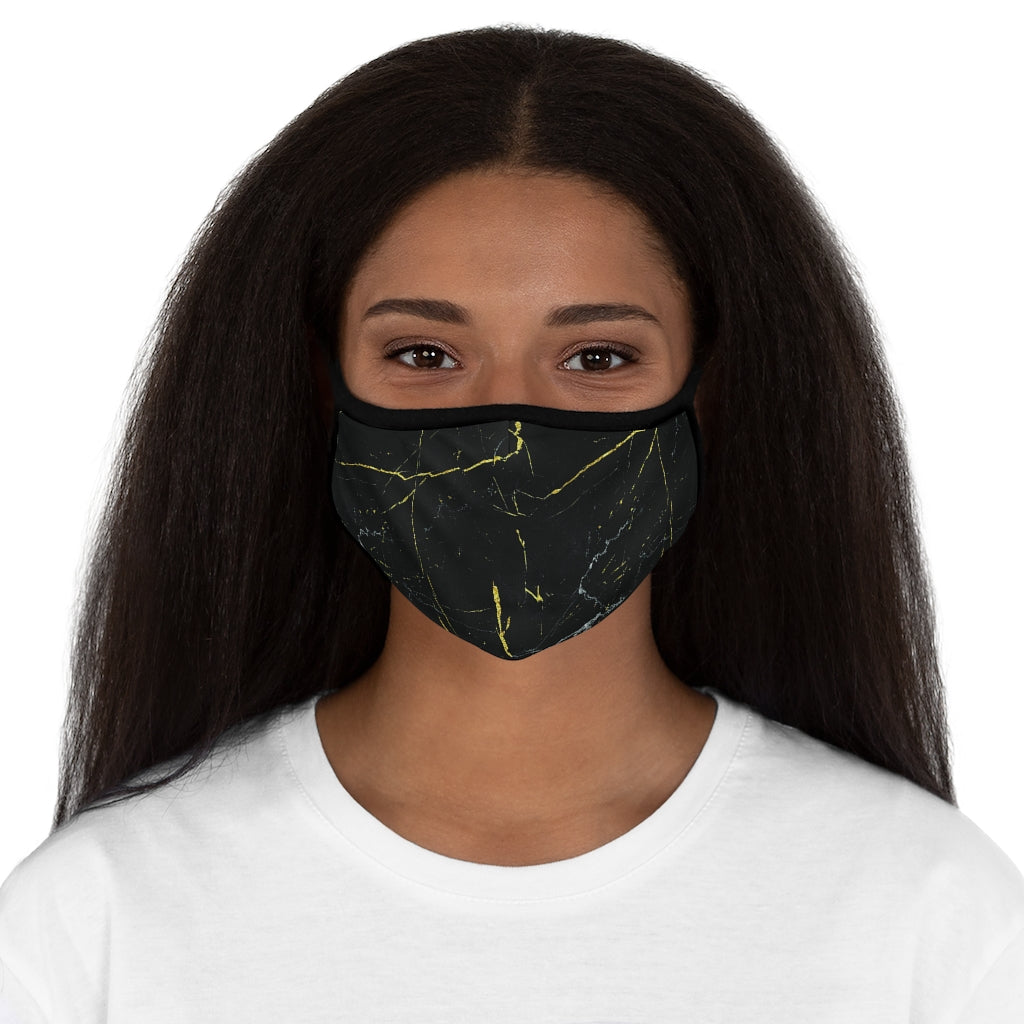 Black Marble Fitted Polyester Face Mask