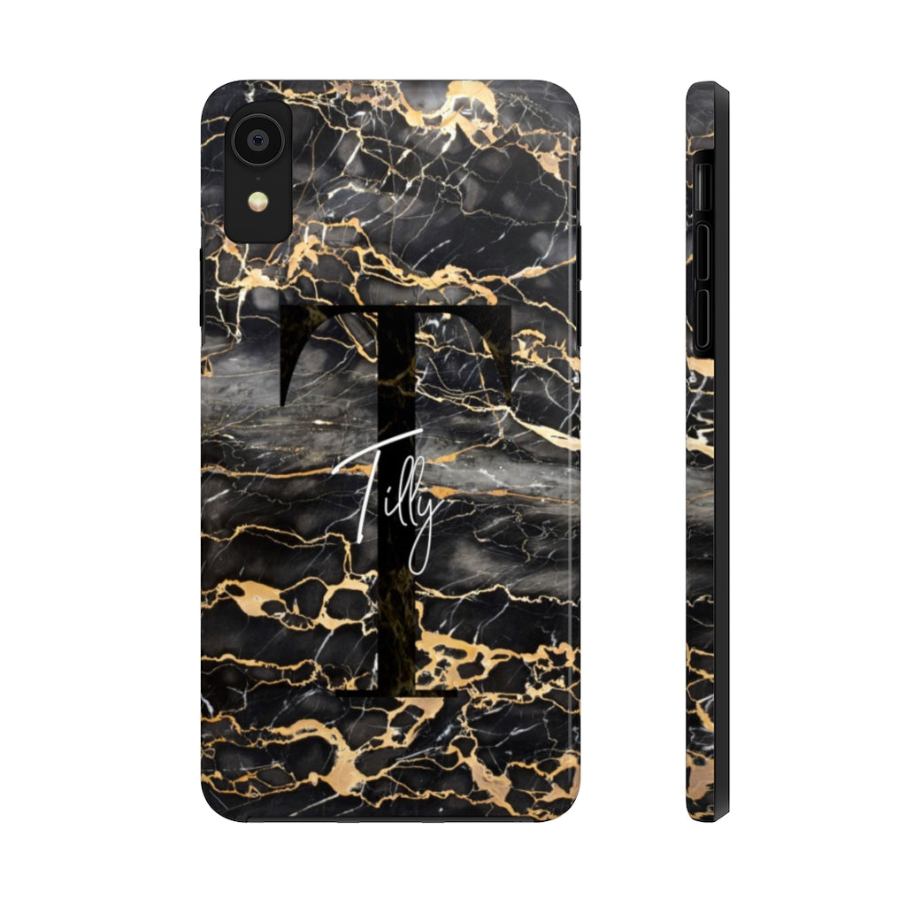 Personalized Black With Rose Gold Cracks Phone Case