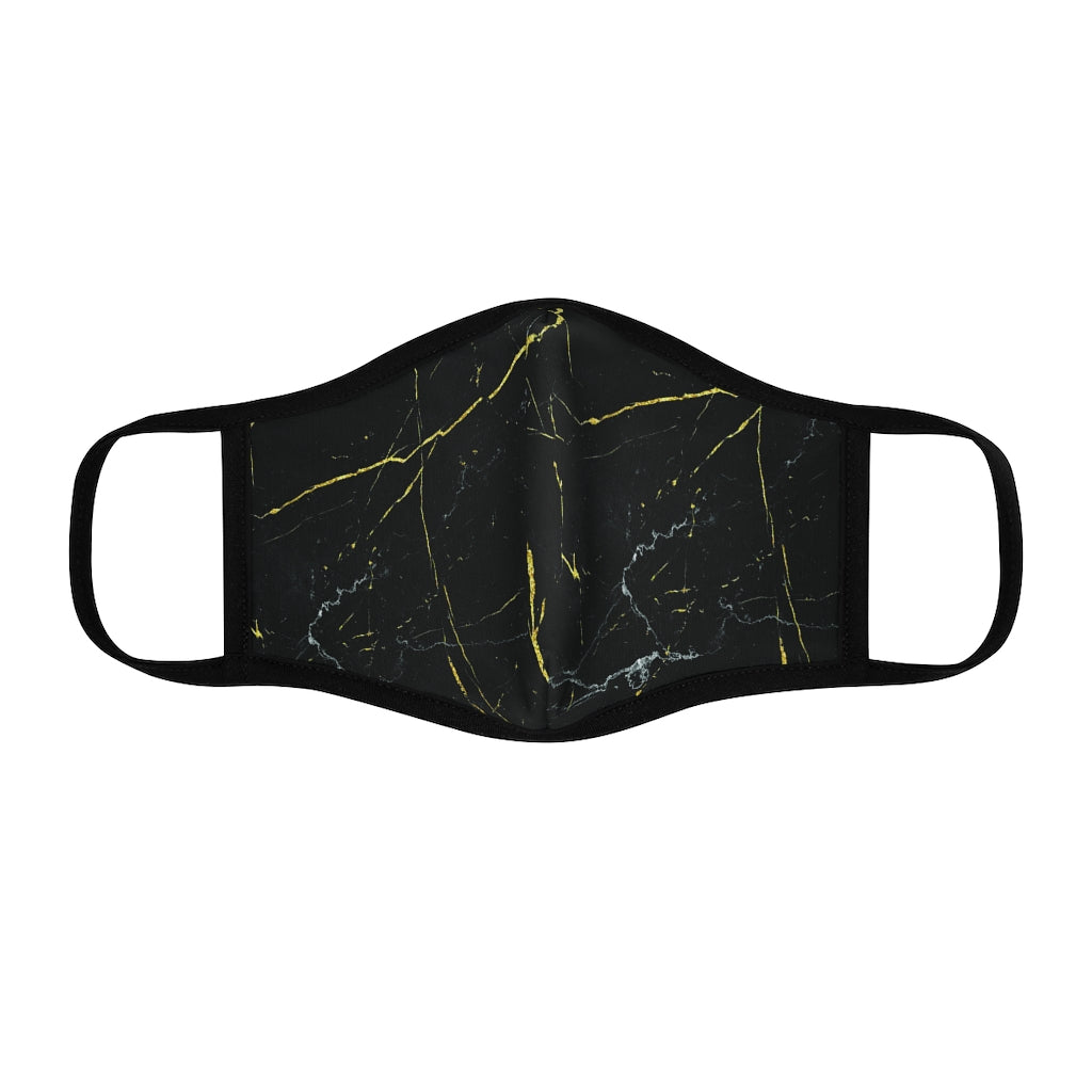Black Marble Fitted Polyester Face Mask