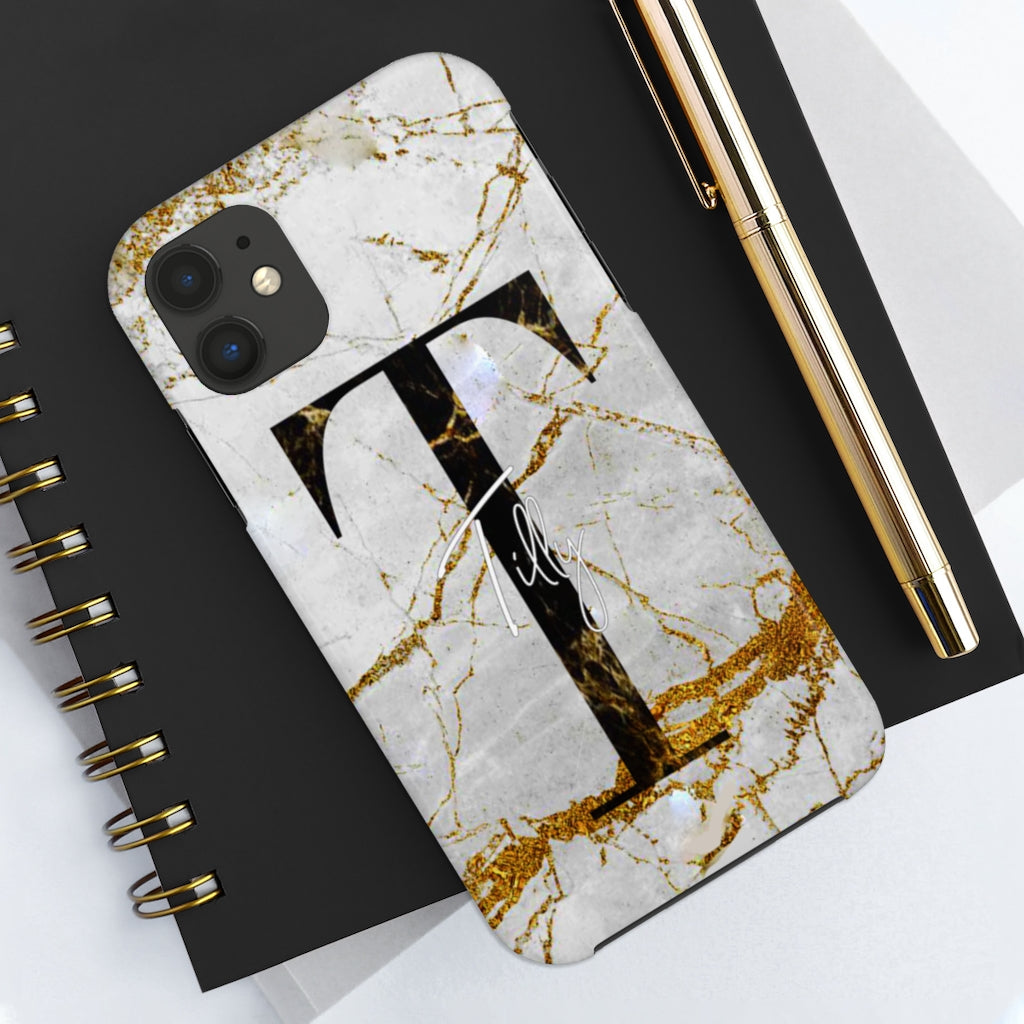 Marble With Rose Gold Cracks Initial And Name