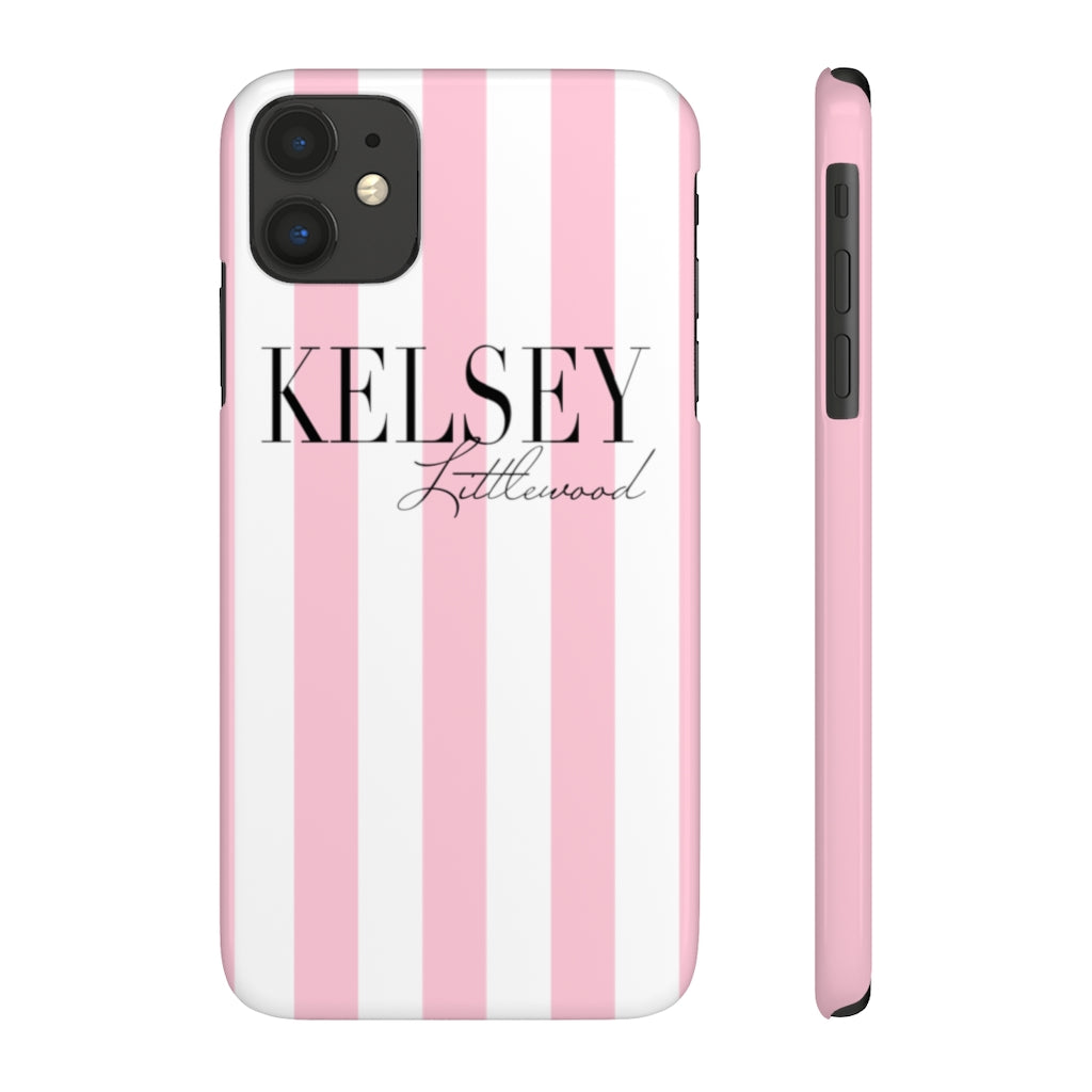 Personalized Pink Stripes Slim Phone Case