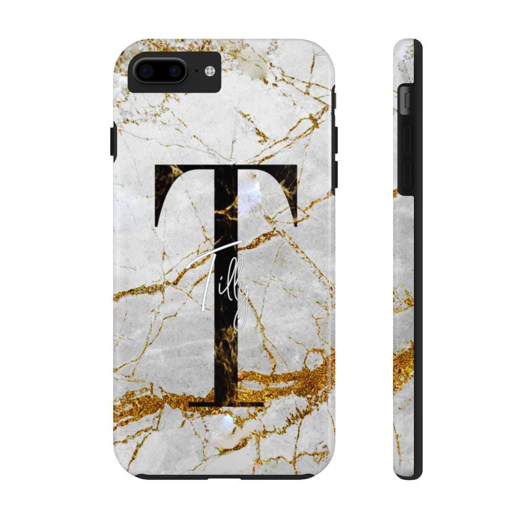 Marble With Rose Gold Cracks Initial And Name